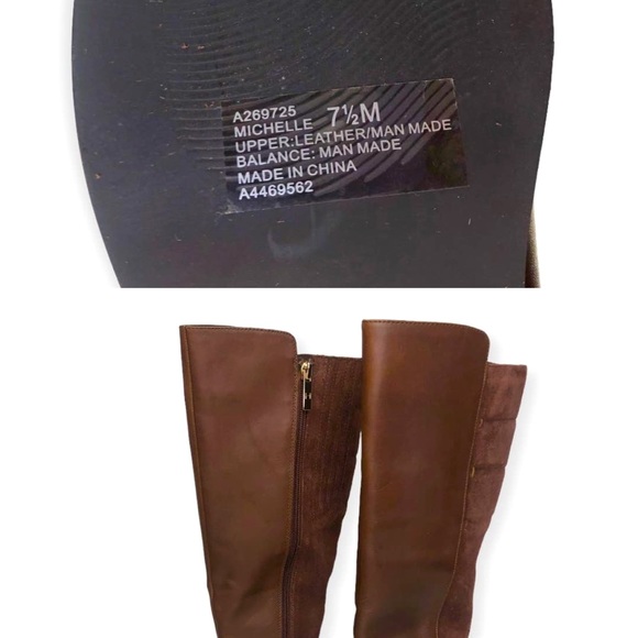 H By Halston Michelle Riding Boot A269725 Size 7.5 Brown Leather Suede - Picture 4 of 10